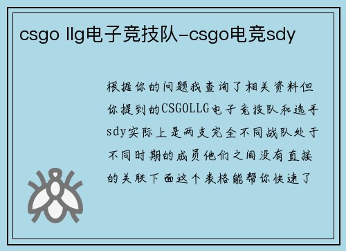 csgo llg电子竞技队-csgo电竞sdy