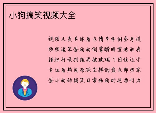 小狗搞笑视频大全